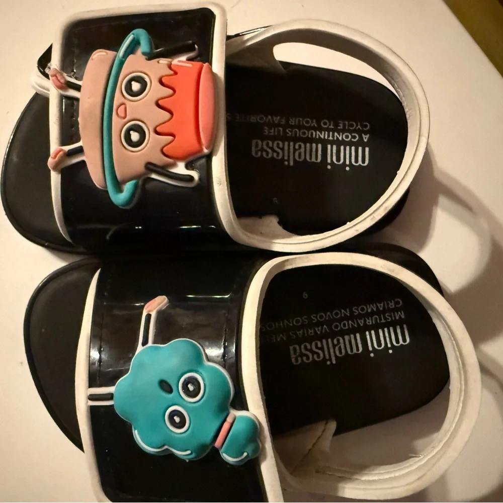 Mini Melissa Kids Black Sandals/ Brave +Turma‎ Do Pudding